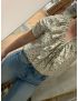 Blusa Folho/ Flores Azul