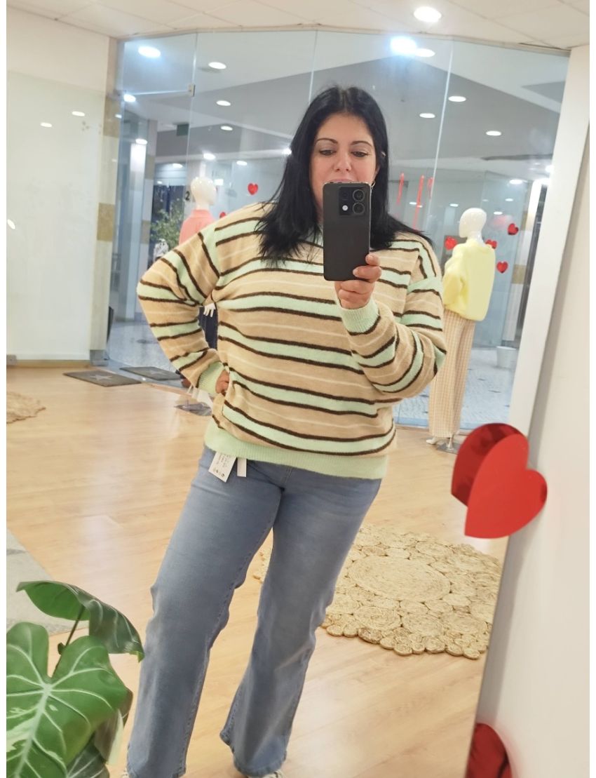 Camisola às riscas, verde