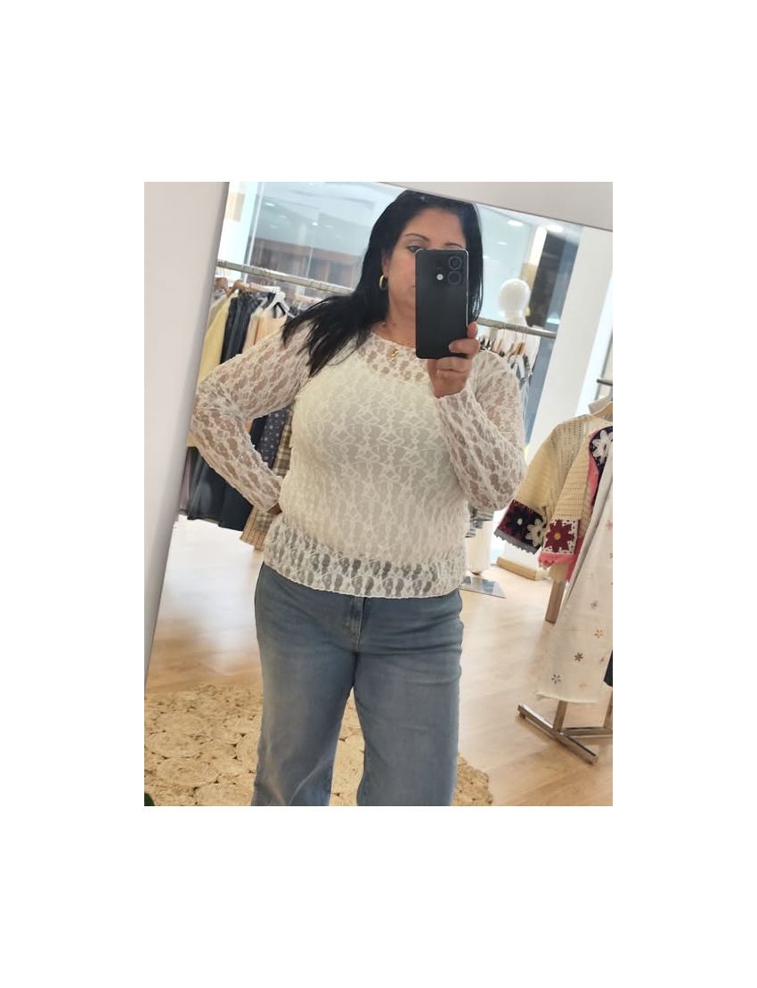 Top de manga comprida renda