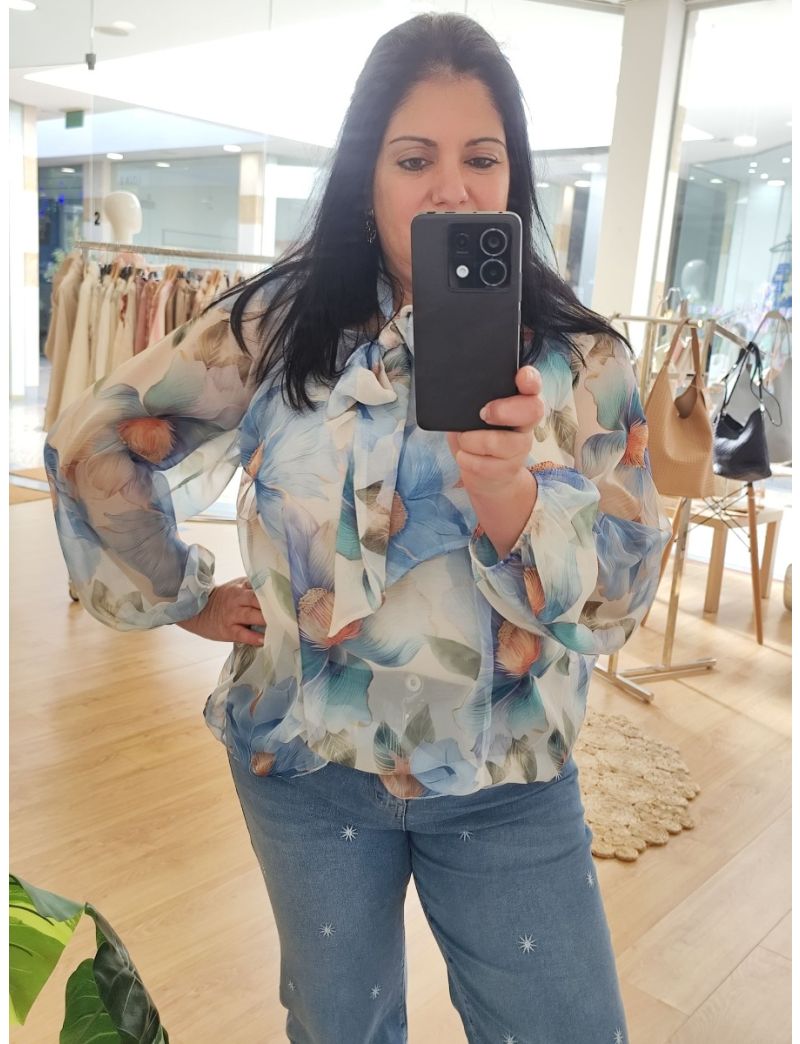 Túnica floral azul