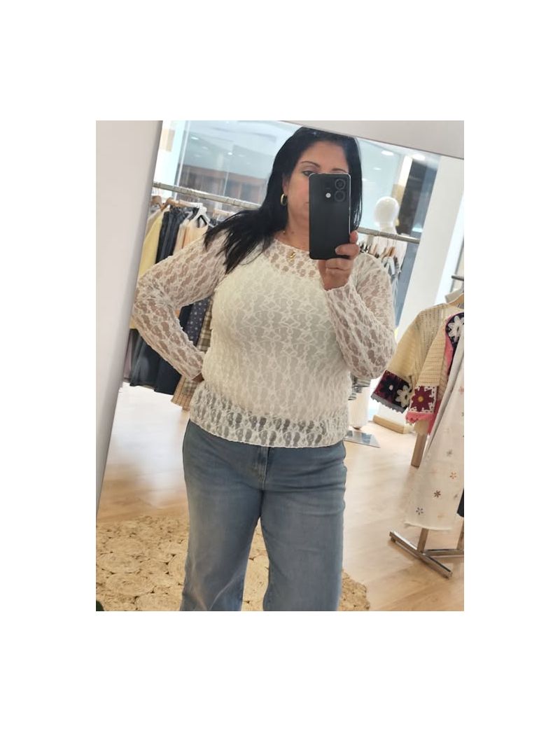 Top de manga comprida renda